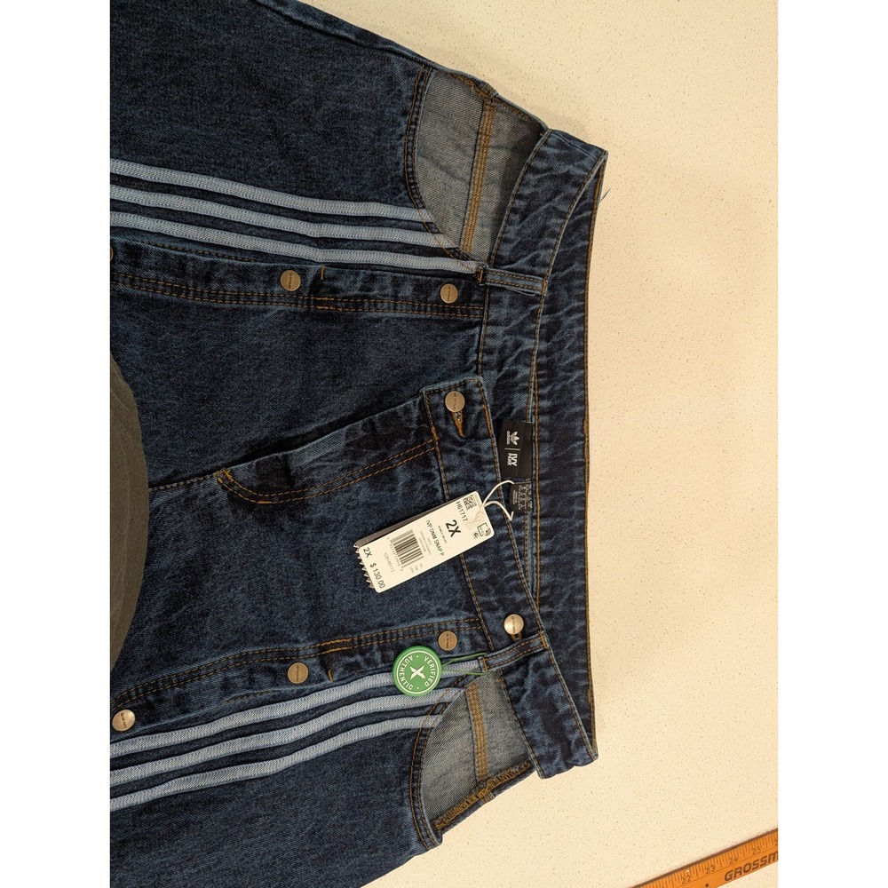 Adidas Ivy Park Denim Snap Pants Dark Blue Wide Leg 2X - Picture 12 of 13